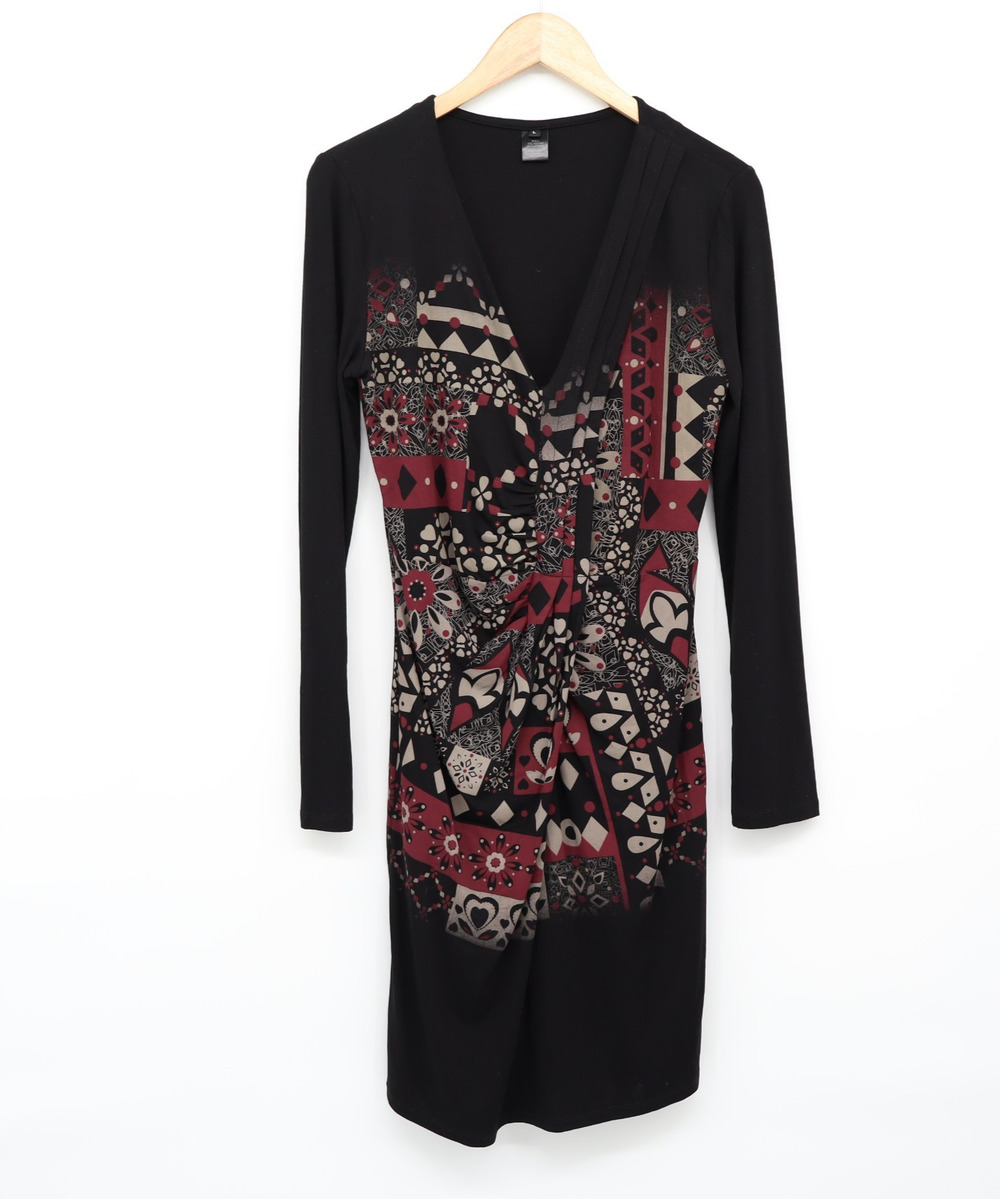 Desigual Sz L Messina Hembrey Collection V-Neck Long Sleeve Art Wear